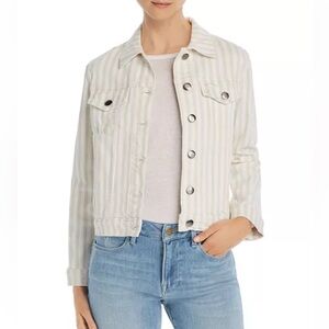 Frame Le Vintage Denim Striped White Jean Jacket NWT SZ S